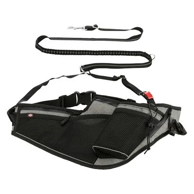 Correa De Jogging Con Cinturón Trixie Gris Y Negra Para Perros 2 Correa De Jogging Con Cinturón Trixie Gris Y Negra Para Perros - Imagen 2